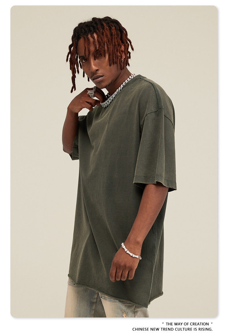 Washed Damage Oversize Short Sleeve T-Shirt WN6068