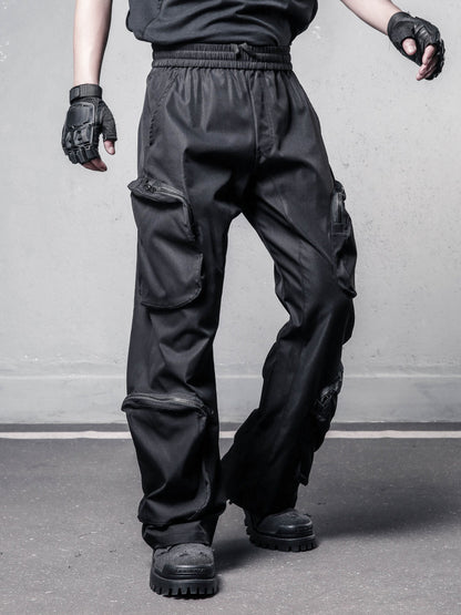 Multi-Pocket Zipper Wide Leg Cargo Pants WN22529