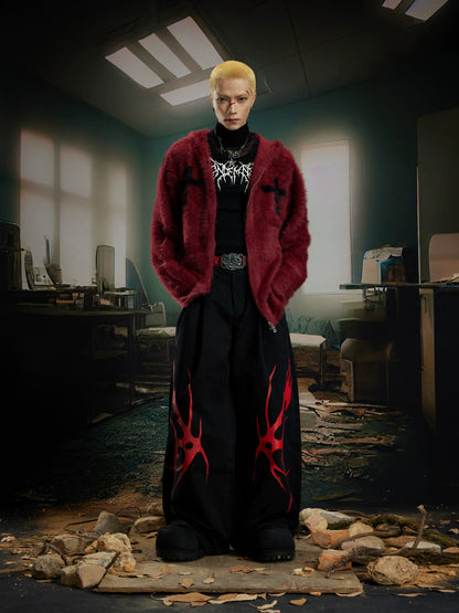 Furry Oversize Knit Hoodie WN21383