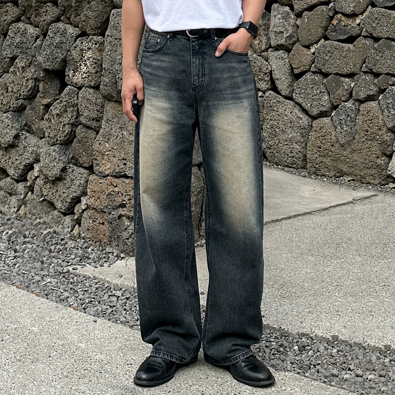 Damage Wide Leg Denim Jeans WN20281