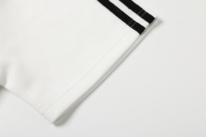 Stripe Bird Embroidery Short Sleeve T-Shirt WN25449