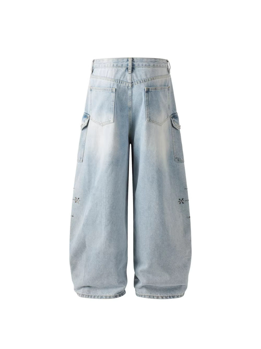 Rhinestone Studded High-Waist Wide Leg Denim Jeans WN27911