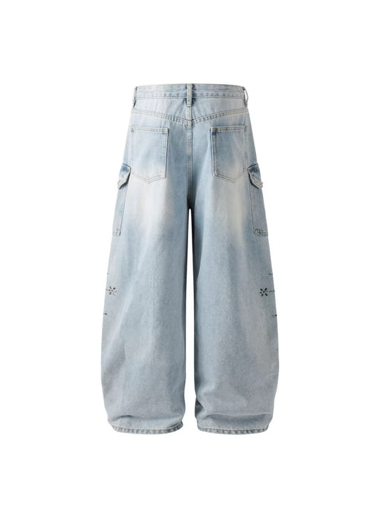 Rhinestone Studded High-Waist Wide Leg Denim Jeans WN27911