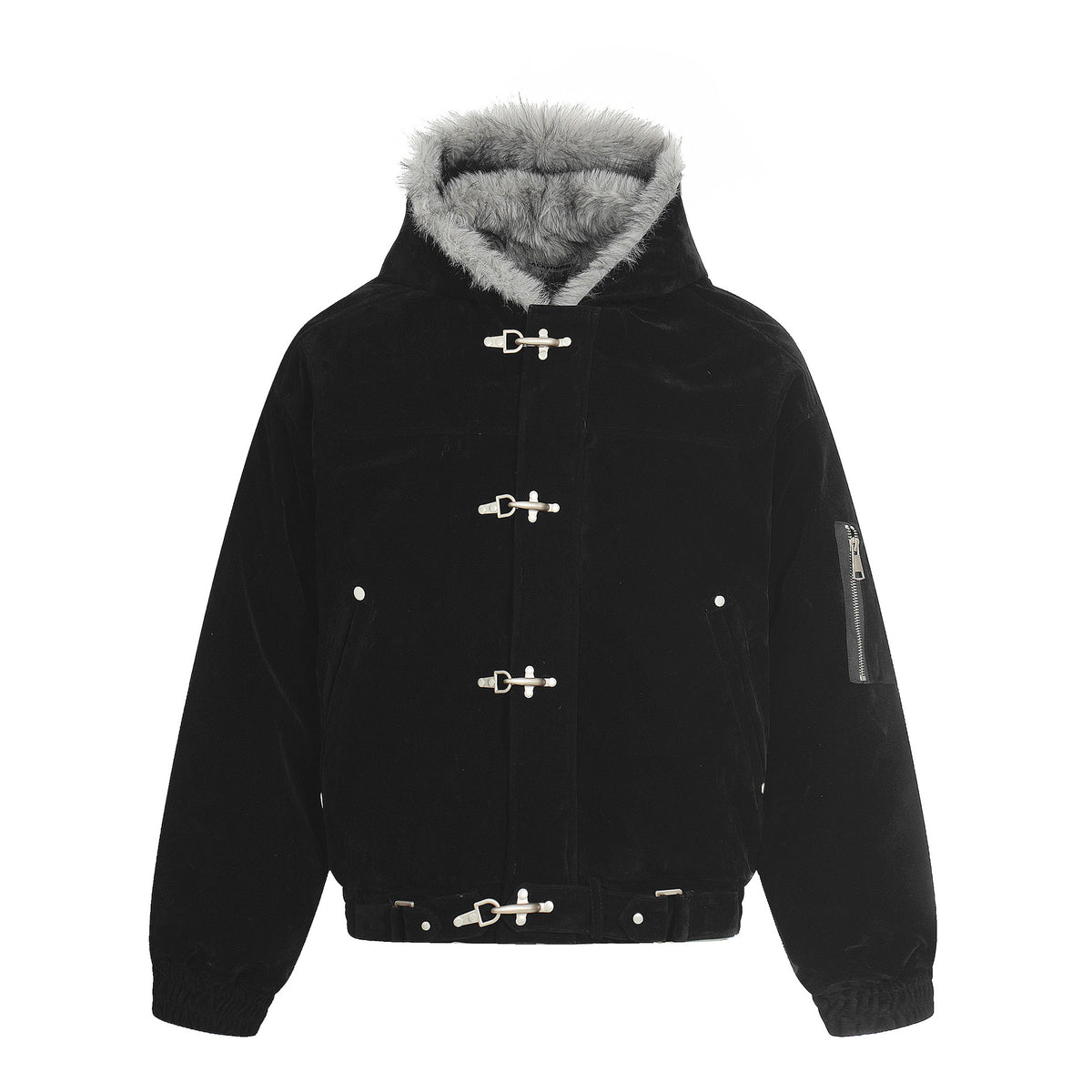 Fake Fur Collar Toggle Detail Cropped Jacket WN27802