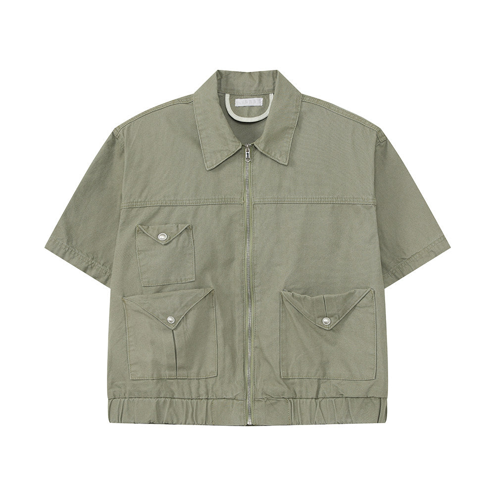 Utility Pocket Short Sleeve Jacket & Cargo Wide Leg Pants Setup WN24991