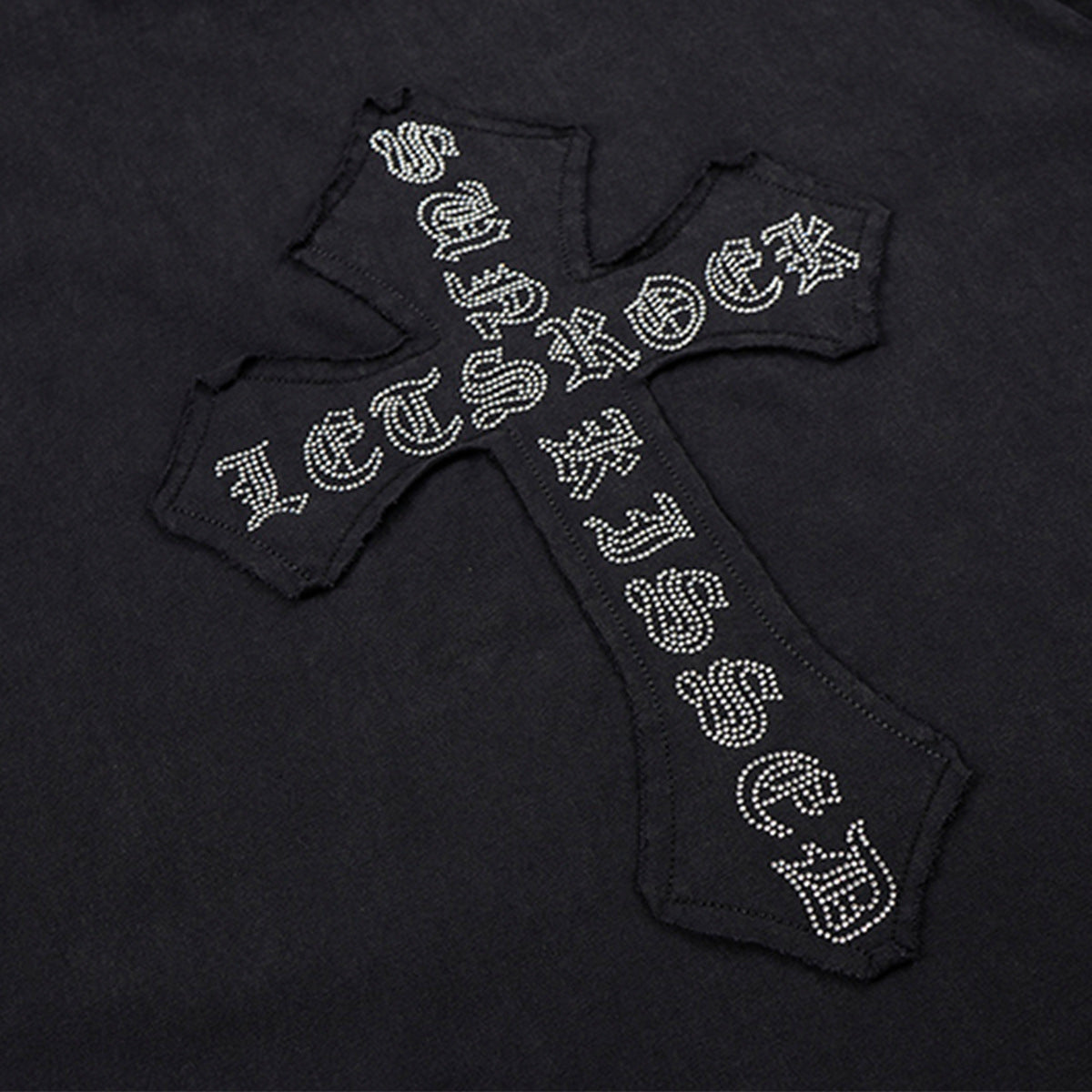 Cross Rhinestone Washed Damage Sleeveless T-Shirt WN25606
