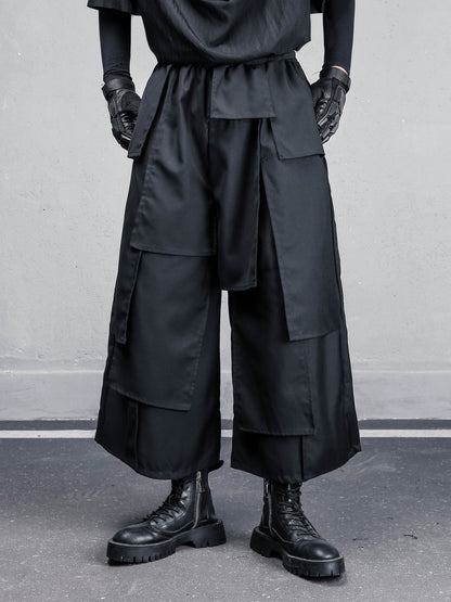 Deconstruct Mix Patchwork Cropped Wide Leg Pants WN22440