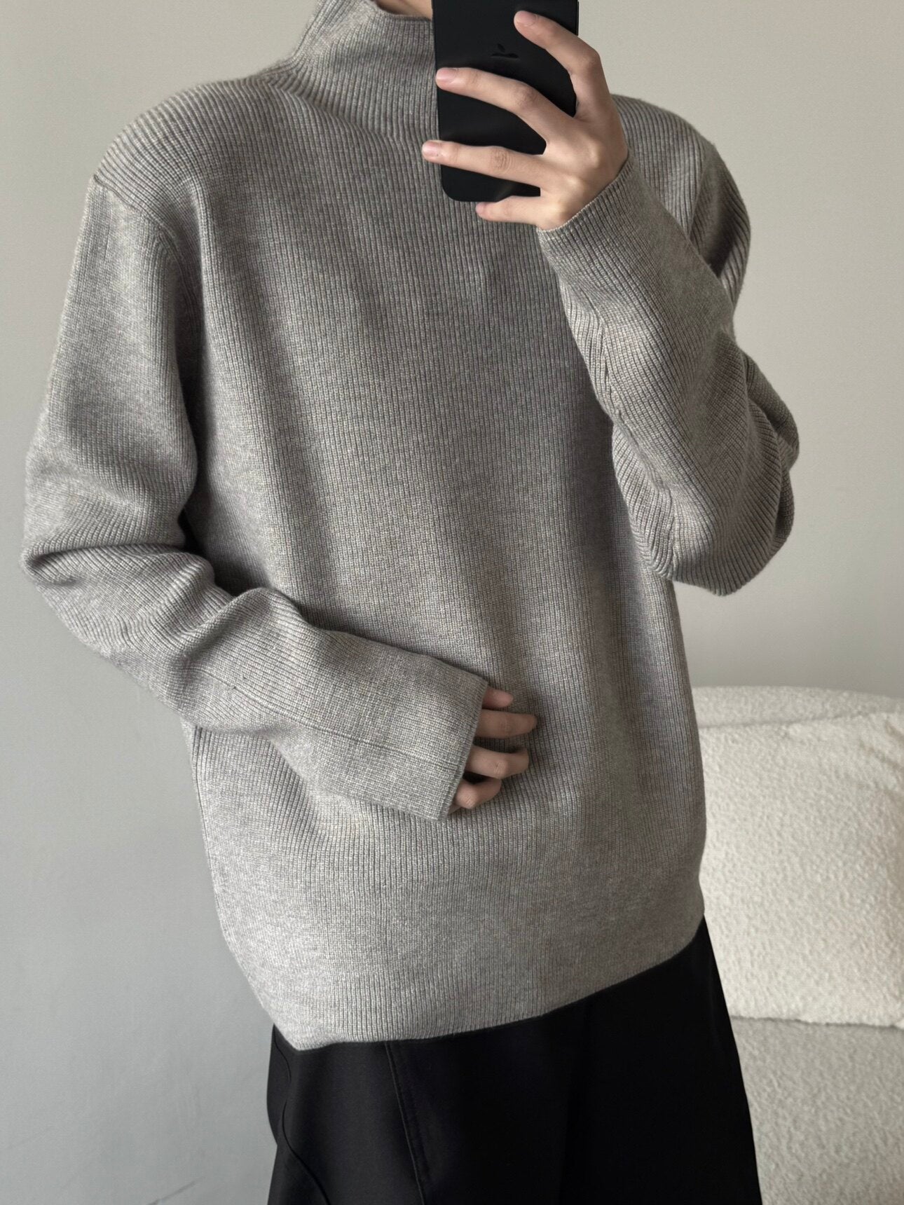 High-Neck Pullover Knit Sweater WN23194