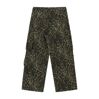 Leopard Print Straight-Leg Cargo Pants WN11390