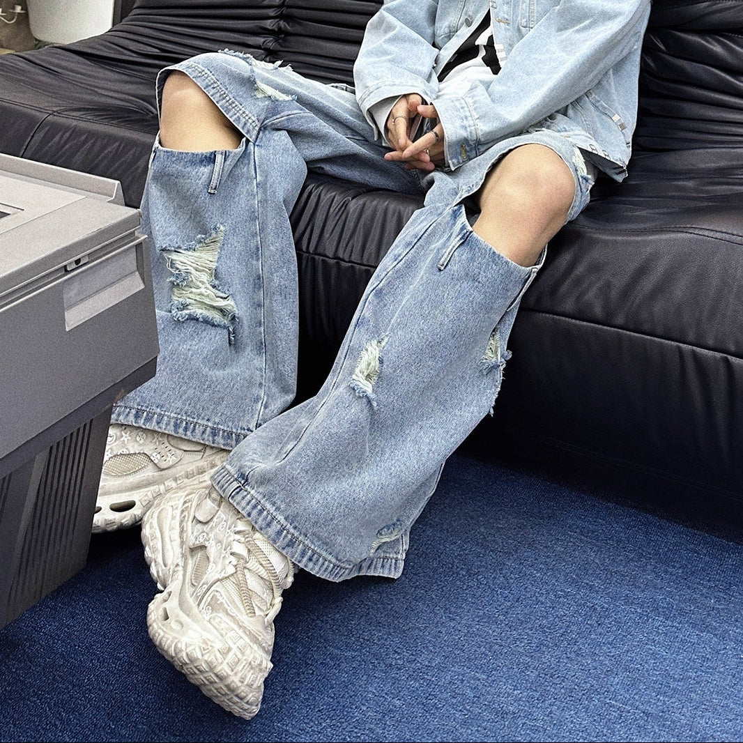 Damage Straight Denim Jeans WN25130
