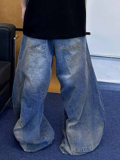 Washed Damage Wide Leg Denim Jeans WN21302