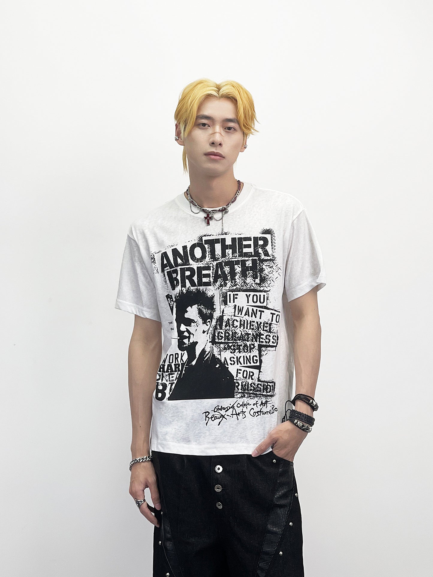 Rock Portrait Print Cotton Short Sleeve T-Shirt WN24238