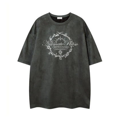 Thorn Letter Print Short Sleeve T-Shirt WN26959
