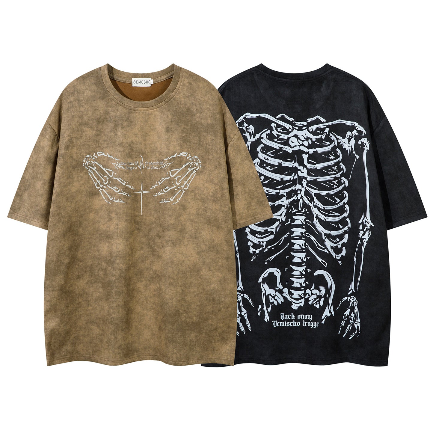 Skeleton Print Oversize Short Sleeve T-Shirt WN15115