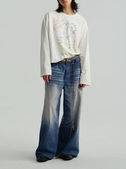 Washed Baggy Denim Jeans WN8583