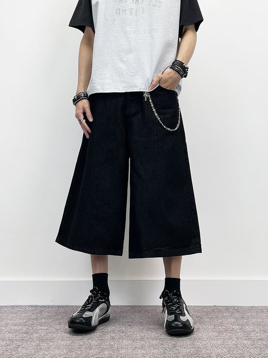 Wide Leg Half Denim Jeans WN24274