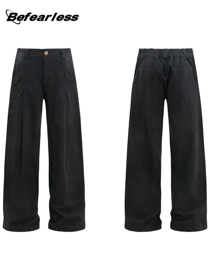 Washed Pleated Straight Trousers WN26353
