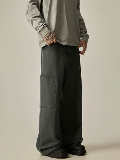 Washed Wide Leg Cargo Pants WN8965