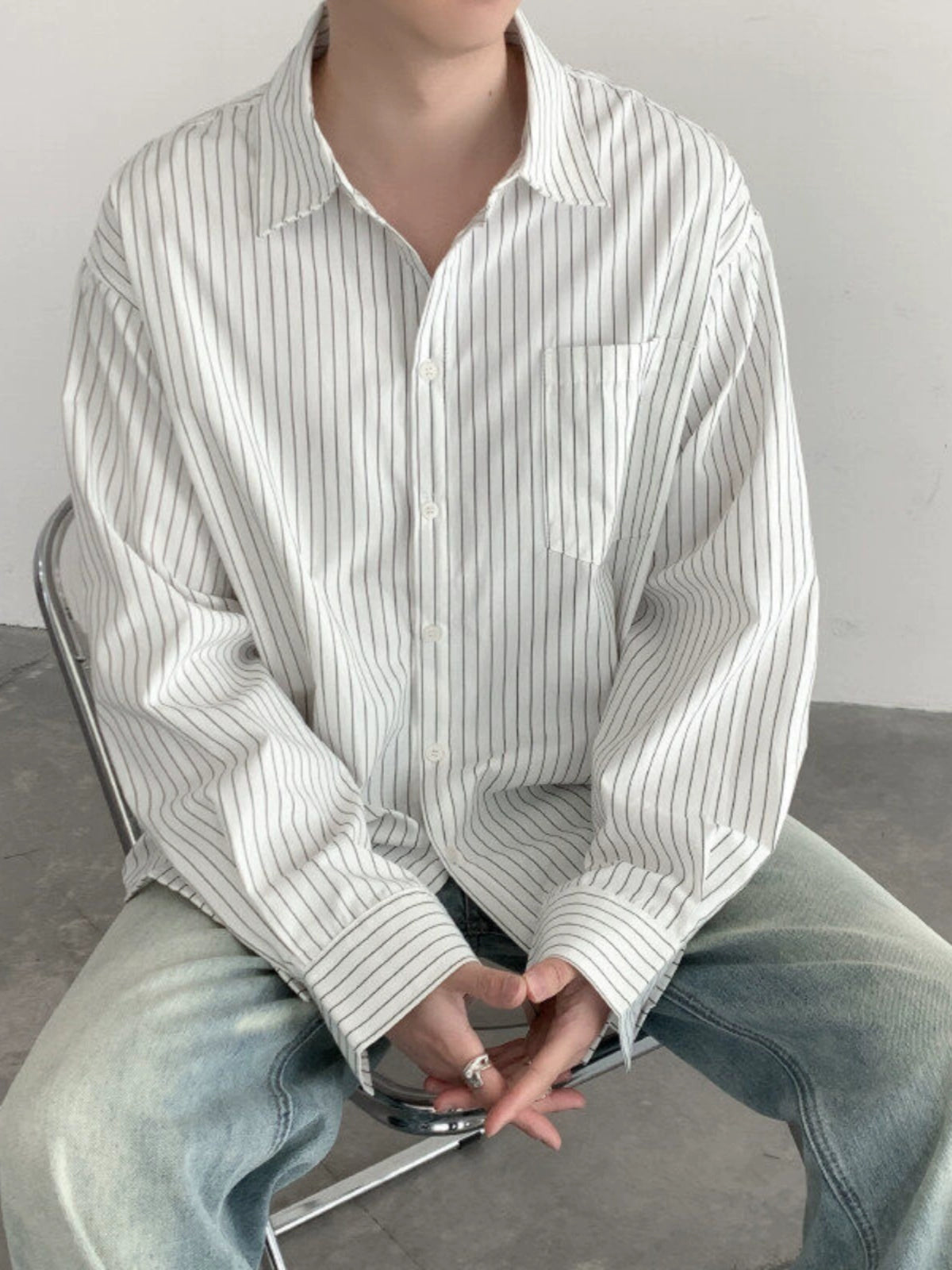 Striped Design Long Sleeve Shirt WN19271