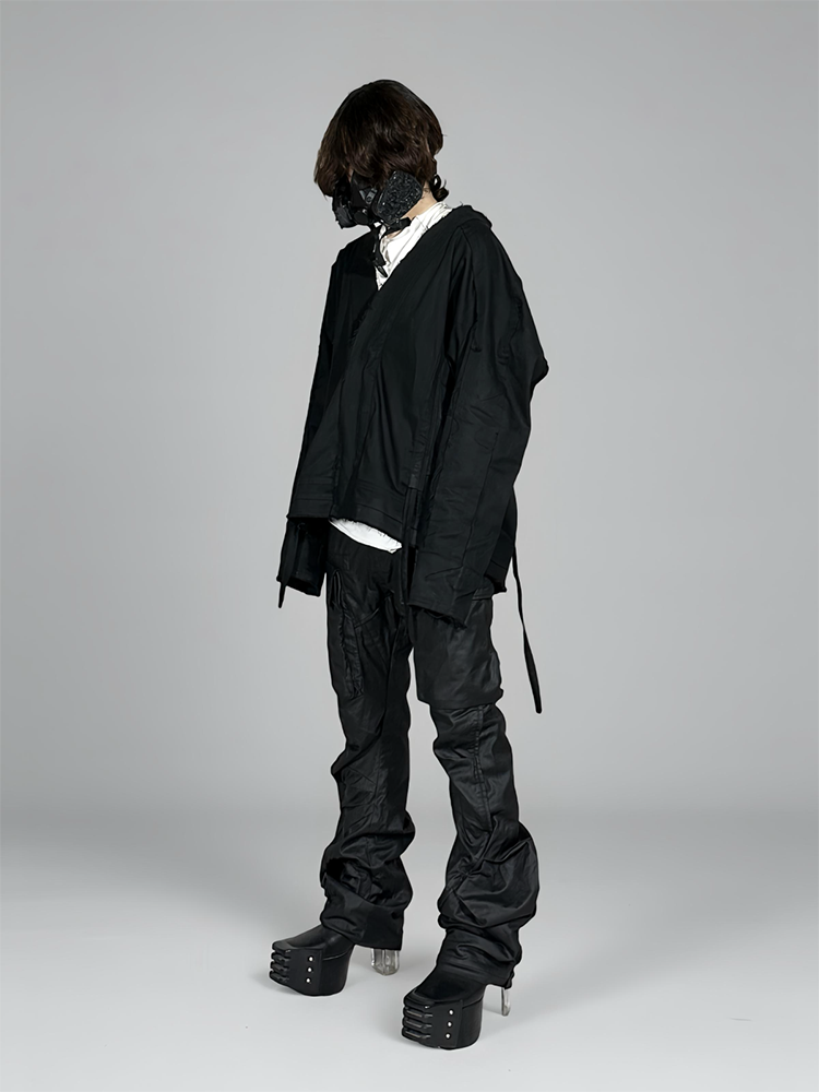 Deconstructed Waxed Damage Robe Jacket WN21989