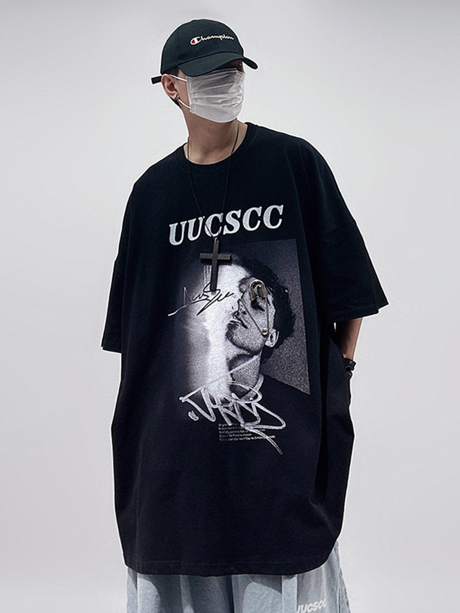 Graphic Print Oversize Short Sleeve T-Shirt WN24016
