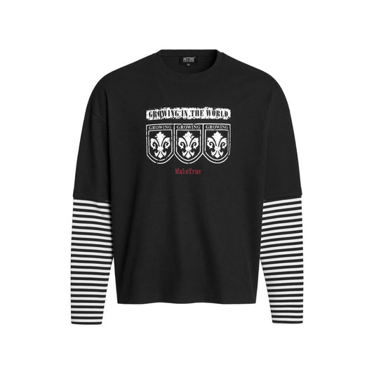 Fake Layered Stripe Graphic Long Sleeve T-Shirt WN27983