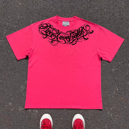 Graphic Letter Design Oversize Short Sleeve T-Shirt WN16720