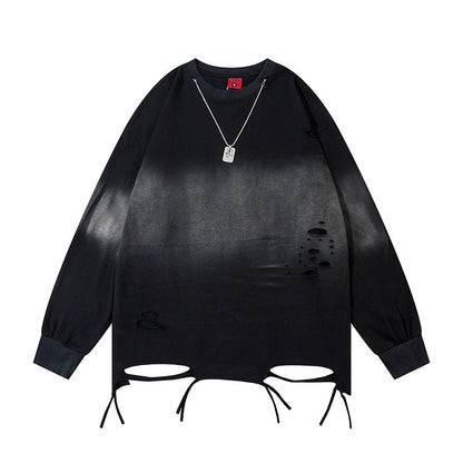 Damage Hem Oversize Long Sleeve T-Shirt WN10899