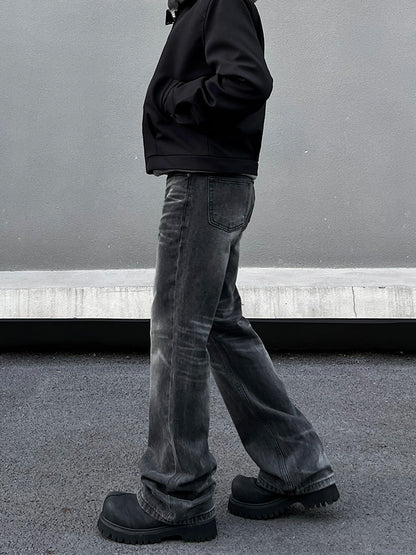 Lightning Pattern Washed Flare Denim Jeans WN19552