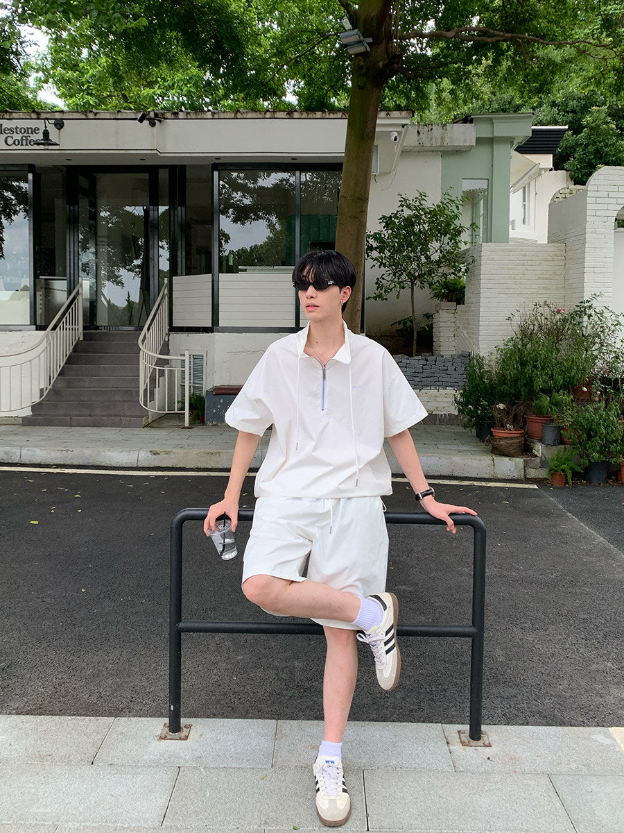 Half-Zip Short Sleeve Shirt & Half Pants Setup WN25023 – WONDER NOAH
