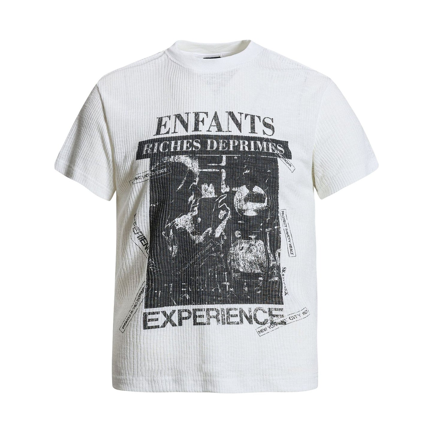 Ribbed Graphic Art Print Short Sleeve T-Shirt WN26030