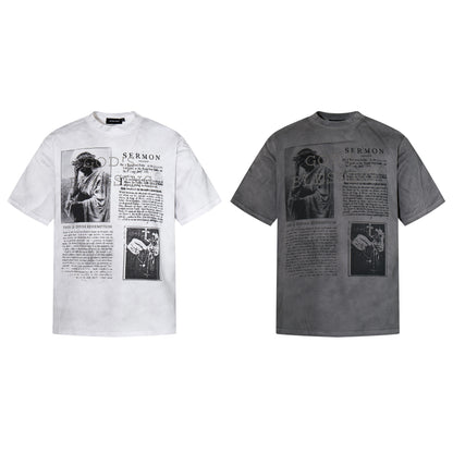 Portrait Letter Print Short Sleeve T-Shirt WN25545
