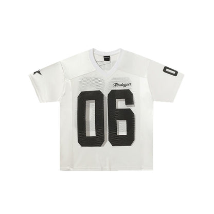Mesh Sporty Letter Short Sleeve T-Shirt WN26436