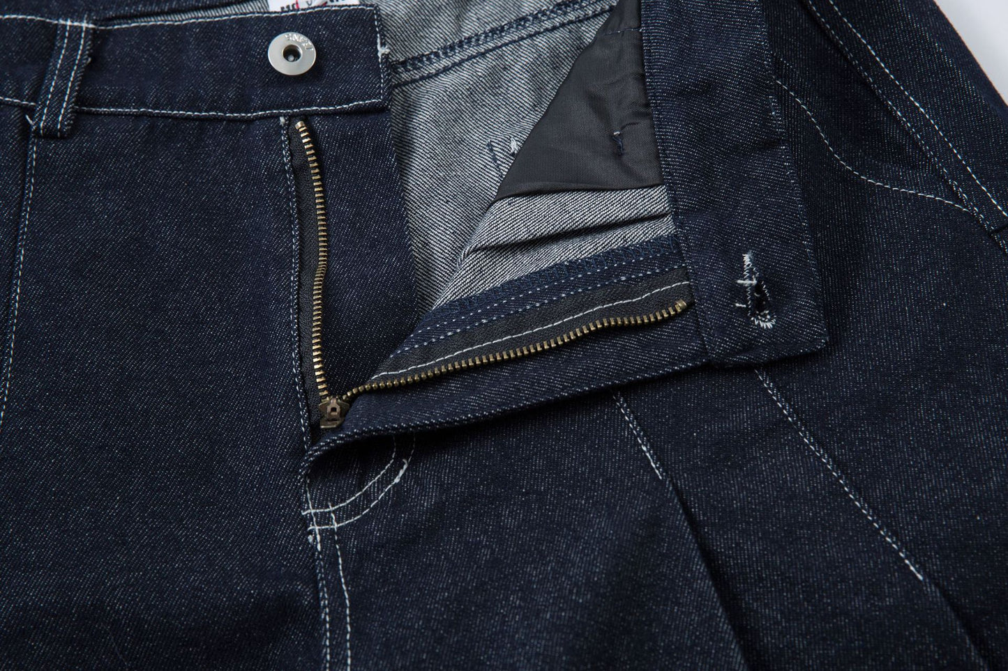 Washed Wide-Leg Tuck In Denim Jeans WN12732