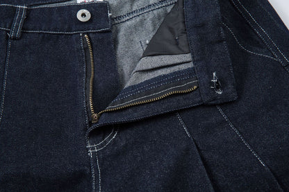 Washed Wide-Leg Tuck In Denim Jeans WN12732