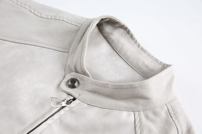 Cross Patchwork Oversize PU Leather Jacket WN23034