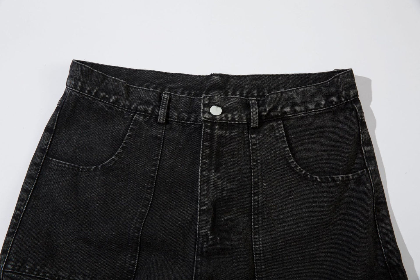 Washed Eyelet Cargo Denim Jeans WN25447