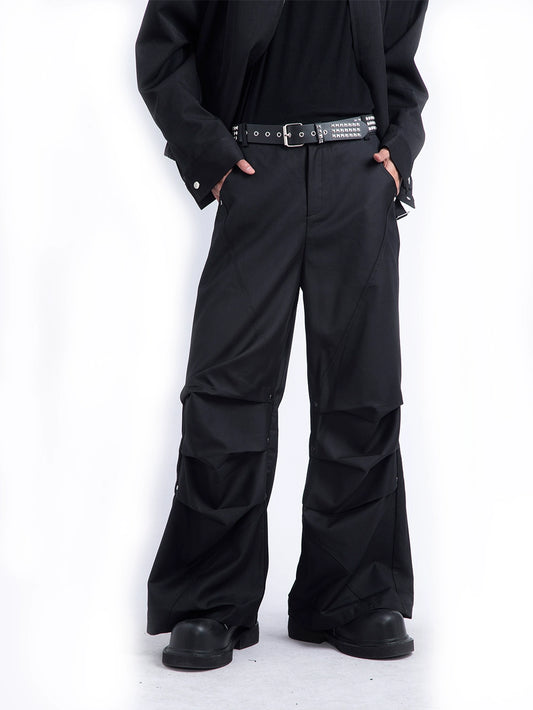 Pleats Metal Button Straight Pants WN9258