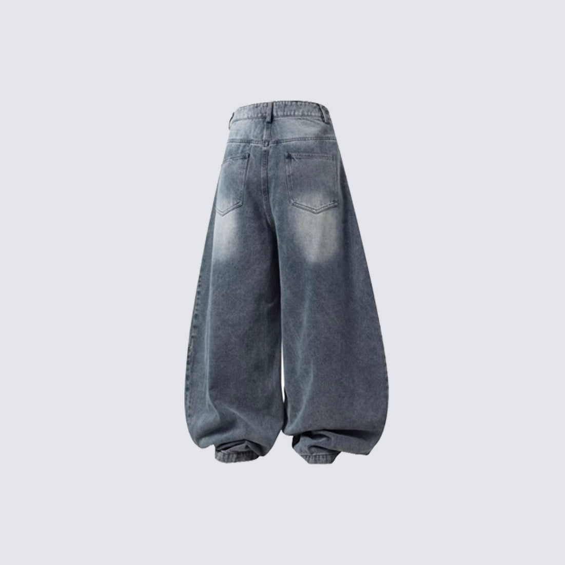 Crackle Washed Wide Leg Denim Jeans WN27840