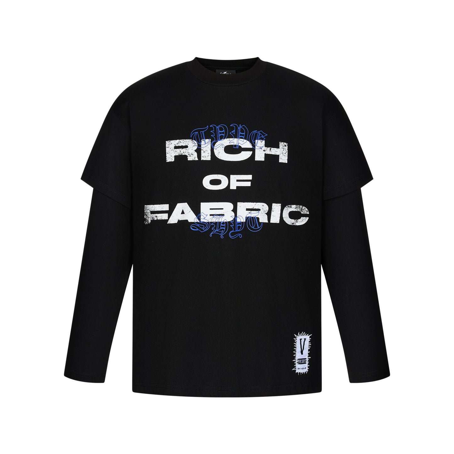 Fake Layered Embroidery Label Long Sleeve T-Shirt WN21008