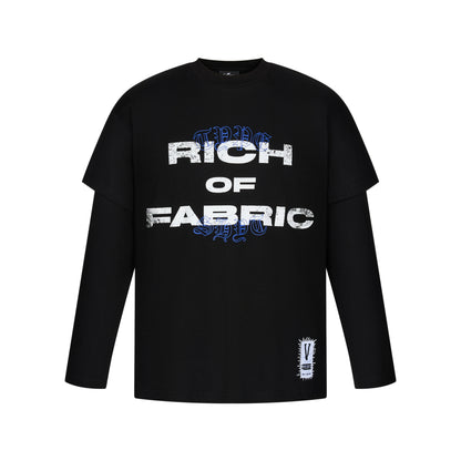 Fake Layered Embroidery Label Long Sleeve T-Shirt WN21008