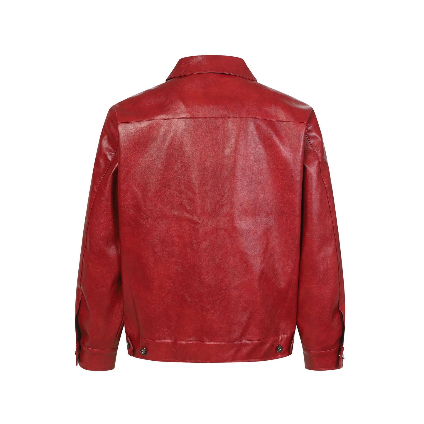 Snap-Button Emboss PU Leather Jacket &PU Leather Wide Leg Pants Setup WN23095-K