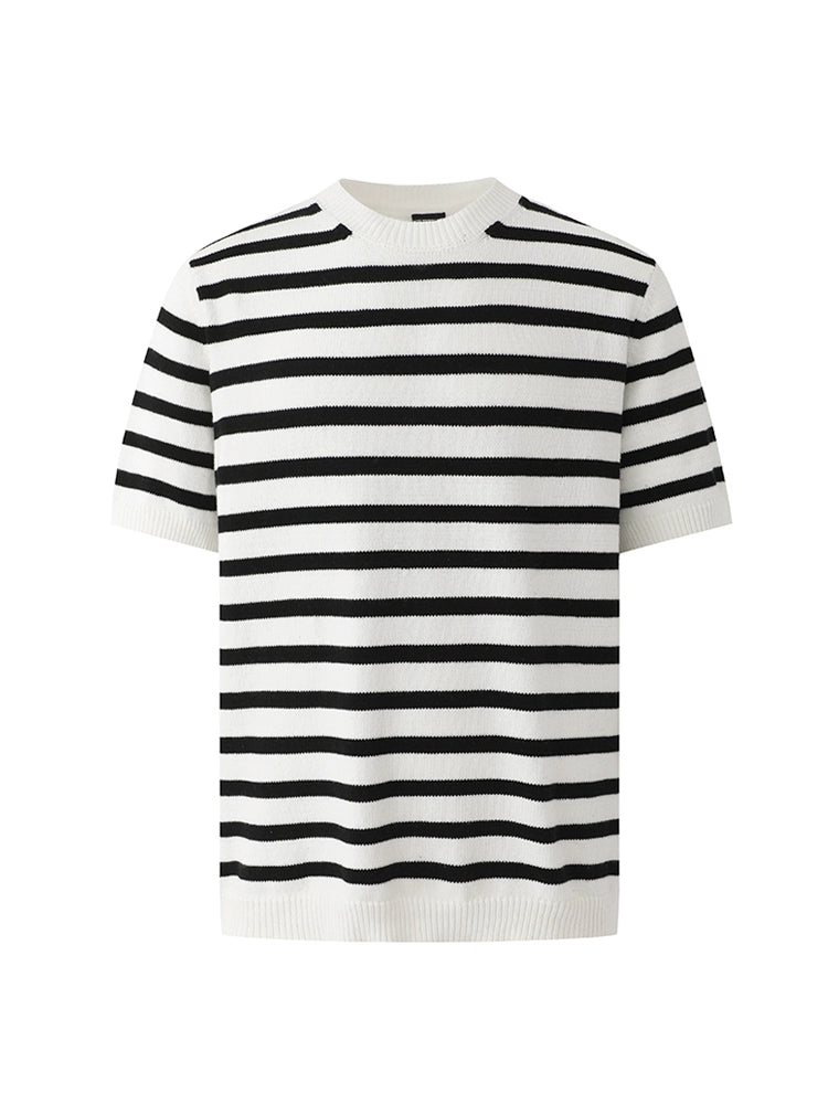 Stripe Knit Oversize Short Sleeve T-Shirt WN20325