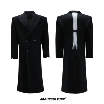 Shoulder-Pad Waist-Fitted Thick Long Trench Coat WN21737