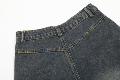 Washed Damage Cargo Pocket Denim Half Pants WN25699