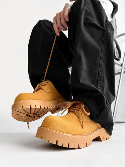 Suede Lace Up Thick Sole Round Toe Shoes WN24568