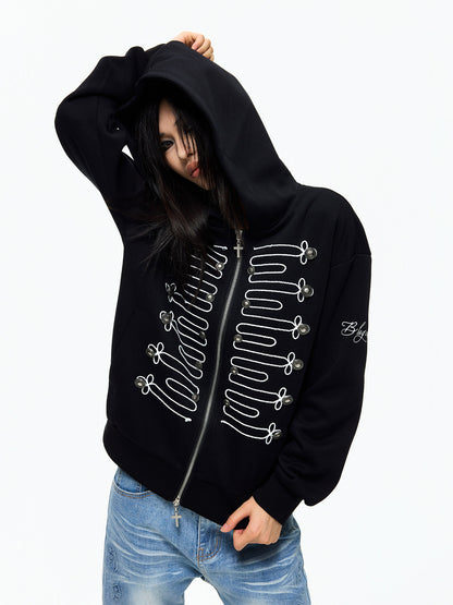 Napoleon Braid Cross Zipper Hoodie WN27338