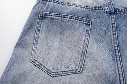 Embroidery Paint Wash Wide Leg Denim Jeans WN27958