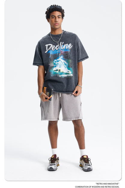 Washed Graphic Print Oversize Short Sleeve T-Shirt WN16247