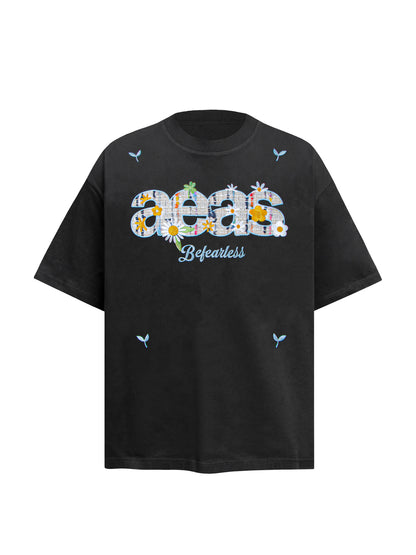 Flower Letter Print Short Sleeve T-Shirt WN26214